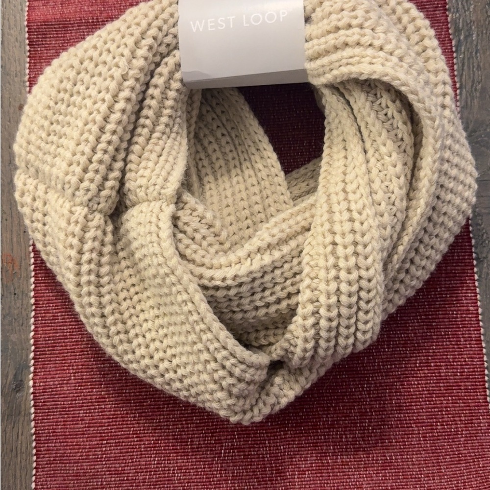 West Loop Beige Knit Infinity Scarf